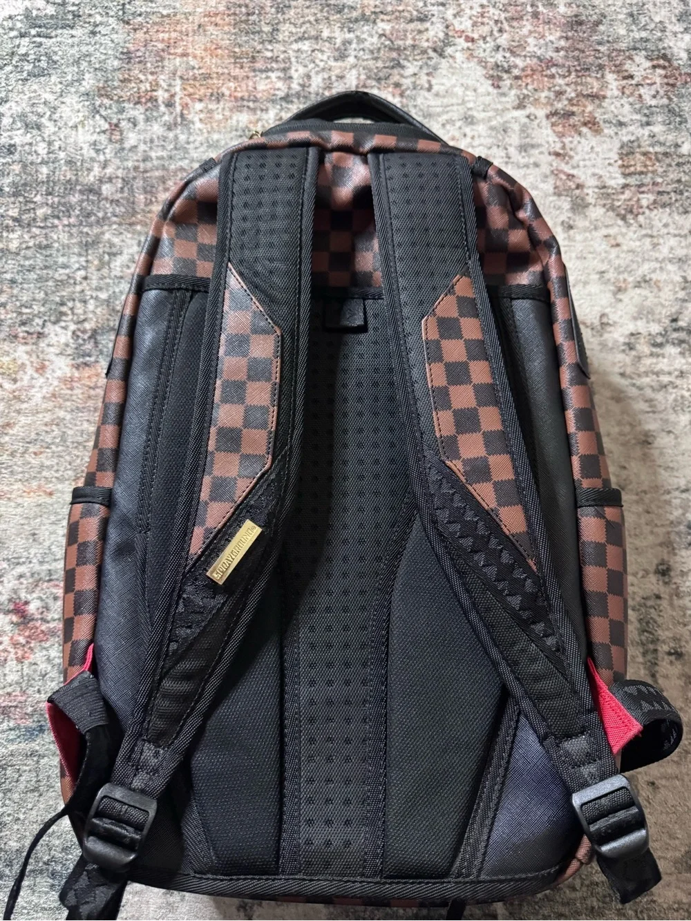 Sprayground Brown/Black/Red Checkerboard Shark Backpack